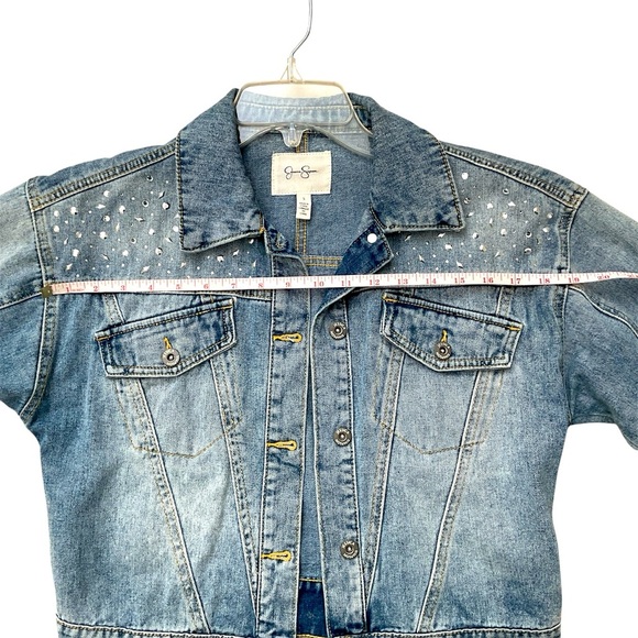 Jessica Simpson rhinestone detail jean jacket. Size S - Picture 5 of 7